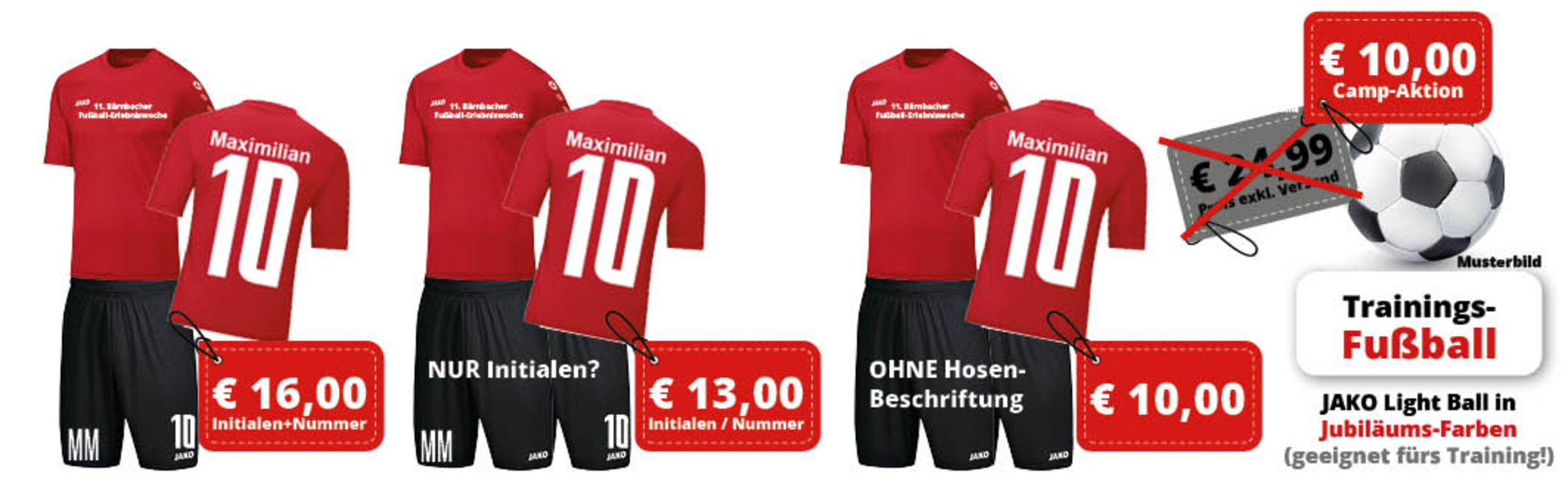 Trikots der Fußball-Erlebniswoche
